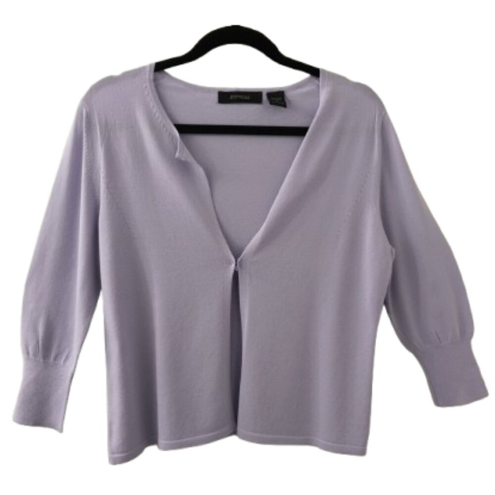 Vintage '97 Express Lilac Cardigan Lightweight with 3/4 Sleeves - Women's Large
